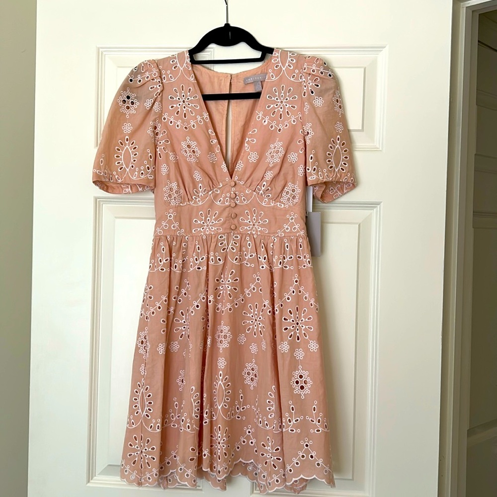 Chelsea28 Pink Eyelet Mini Dress